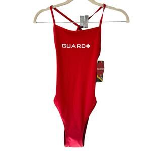 NWT TYR Guard Red One Piece Durafast Crosscut Swimsuit Size 32 US Womens 6
